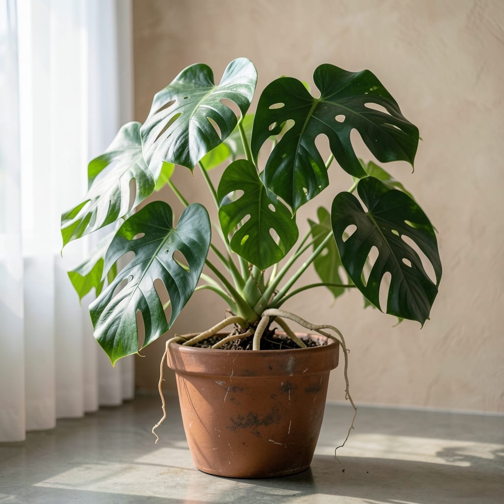 How Much Light for Swiss Cheese Plant: Bright Indirect Spots for Variegated Leaves